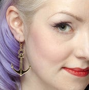 Image of Anchor Earrings - Mirror Gold 