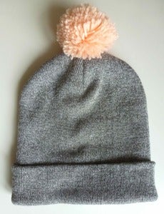 Image of Grey Marl & Peach Beanie