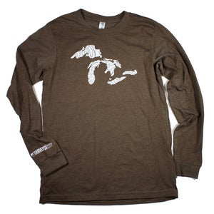 Image of Great Lakes Long Sleeve T-Shirt Heather Brown