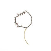 Image of brass cod-branchiostegal on hand-beaded silver-chain bracelet (B09silbra)