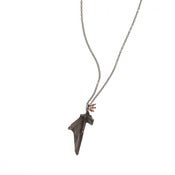 Image of oxidized-silver cod-articular w/ three beads on adjustable silver cable-chain (P50sil2022)