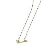 Image of brass cod-dentary on 22” hand-beaded silver chain (P52silbra22)