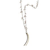 Image of oxidized silver & brass cod-branchiostegal on 28” hand-beaded silver cable-chain (P53silbra28)
