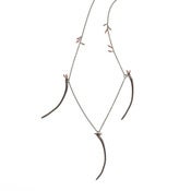 Image of oxidized silver triple cod-branchiostegal on 22” silver cable-chain w/ beading detail (P54sil22)