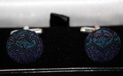 Image of Blue Paisley Fabric Cufflinks