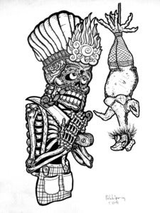 Image of CHICKEN? - Amigos de los Muertos ORIGINAL INKED ILLUSTRATION