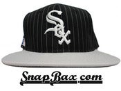 Image of Vintage Deadstock Chicago White Sox Sports Specialties Wool Pin Stripe Logo Script Snapback Hat Cap