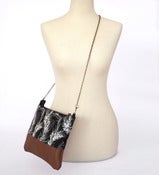 Image of LEATHER CLUTCH (with chain) Black & White Wattle - Tan