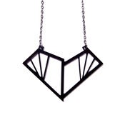 Image of geometric abstraction heart necklace [black]