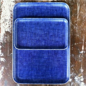 Image of Linen Tray: Blue Thin White Stripe
