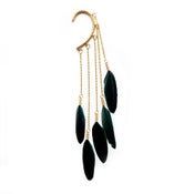 Image of Green dangle feather ear cuff