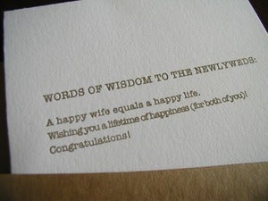Image of words of wisdom to the newlyweds happy wife
