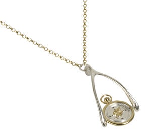 Image of Pivoting Compass Wax Seal Wishbone Necklace