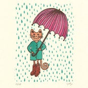 Image of RAINY DAY KITTY  : limited edition screenprint