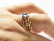 Image of Unique Rose Cut London Blue Topaz Wedding Band- Unique Alternative Engagement Stacking Ring