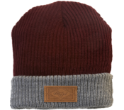 Image of 2012 Leather Patch Winter Beanie - Burgundy/Light Grey