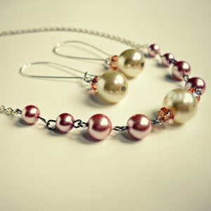 Image of Jarah // Pearl and Swarovski Necklace and Earring Set