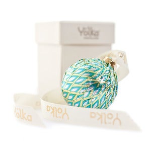 Image of Single Teal Foil Ornament <br>in a White Gift Box