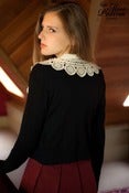 Image of Laced Collar Short Knit Cardigan (black) 