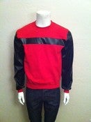 Image of Red Modisch leather sleeve sweatshirt