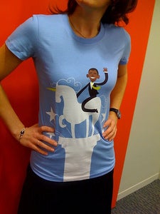 Image of Barack Obama Riding a Unicorn T-Shirt
