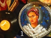 Image of Frida oil painting on vinyl  records