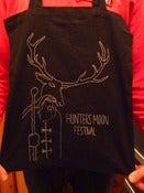 Image of Hunters Moon Tote Bag - White on Black - Man with Deer Head Design