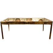 Image of Brass Dining Table with Glass Top