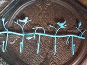 Image of Turquoise Metal Bird 5 Hook Rack