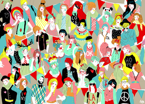 Image of Crowd Scene Wrapping Paper