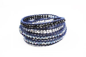 Image of GLIMPSE Crystal & Leather Wrap Bracelet