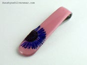 Image of Spoon Handle Pendant: Pink with Purple English Daisy 