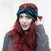 Image of Velvet Turban Headband - Bottle Green