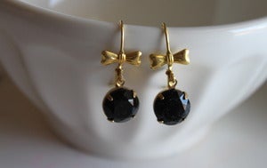 Image of Black Vintage Stone Earrings