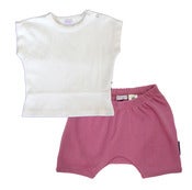 Image of Lily-White T-shit & Berry Shorts