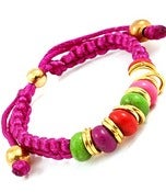 Image of Beaded Cord Bracelet (Purple, Green, Multi) 