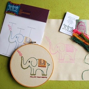 Image of FOLLOW YOUR DREAMS ELEPHANT : DIY EMBROIDERY KIT