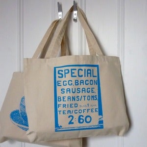 Image of Saturday Morning screenprint shopper bag - sky blue