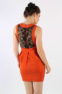 Image of SCARLET LACE PEPLUM DRESS 