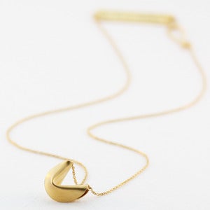 Image of 18k gold vermeil fortune cookie necklace 16"