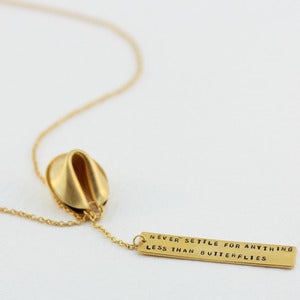 Image of 18k gold vermeil fortune cookie lariat - 20"