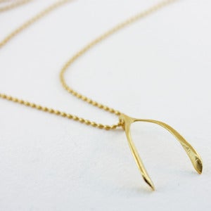 Image of 18k gold vermeil wishbone necklace