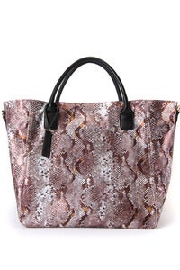 Image of 'Chocolate Drive' Brown Python Printed Shopper / Shoulder Bag