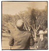 Image of BALD HEAD LOOKS UP VINTAGE SNAPSHOT PHOTO 