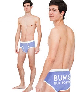 Image of 'Bums Not Bombs' Baby Rib Brief (baby blue)