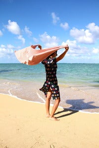 Image of Organic Cotton Hemp French Stripe Eco Friendly Sustainable Green Beach Bath Sheet Towel