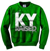 Image of Ky Raised Crewneck Sweatshirt in Green / White / Grey