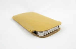 Image of Yellow Leather iPhone Pouch