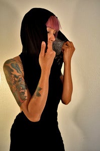 Image of Sinch Dress w/ Drapery Cowel- Black