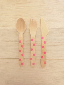 Image of Talheres Wood Pink DOTS (10 unidades por ref.)
